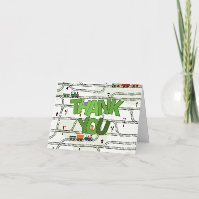 Cartão De Agradecimento Comboios e trilhas de crianças ferroviárias (Frente)