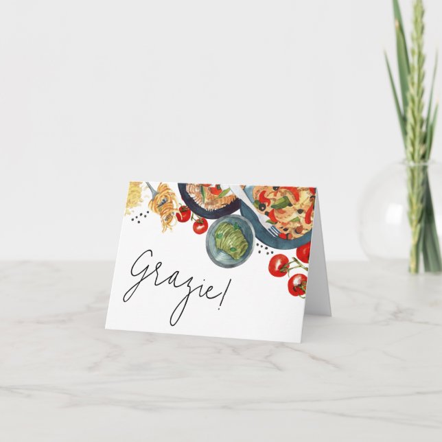 Cartão De Agradecimento Comida italiana de aquarela que é Amore! (Frente)