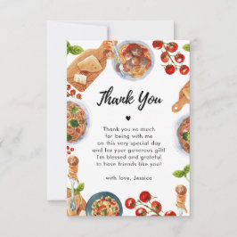 Cartão De Agradecimento Comida Italiana - Pequeno Chá de fraldas De Meatba