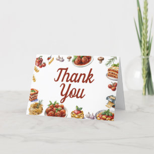 Cartão De Agradecimento Comida italiana   Primeiro aniversario de Aquarela