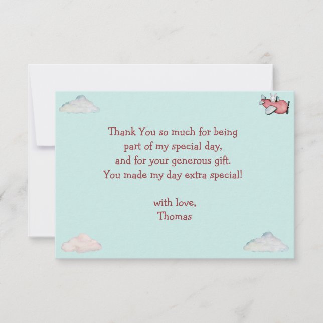 Cartão De Agradecimento Como o tempo voa no avião, dia de aniversário (Frente)