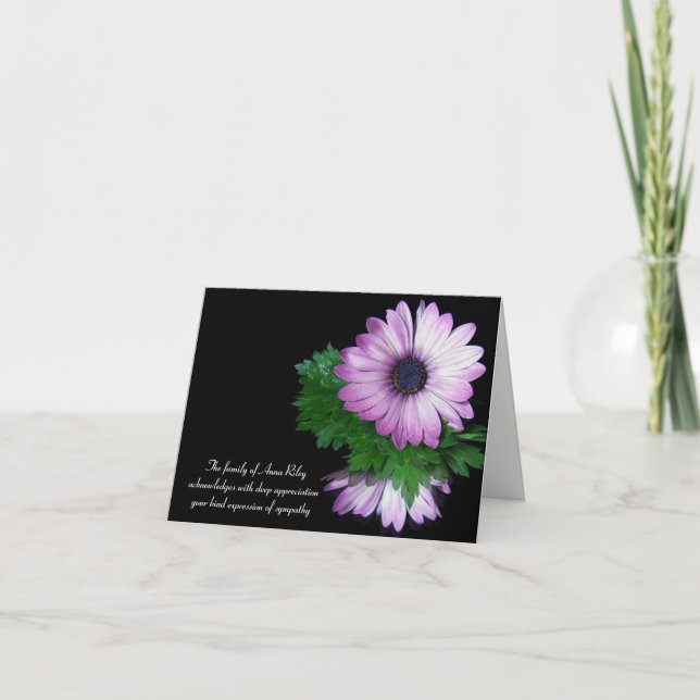 Cartão De Agradecimento compaixão de margarida púrpura obrigado você (Frente)