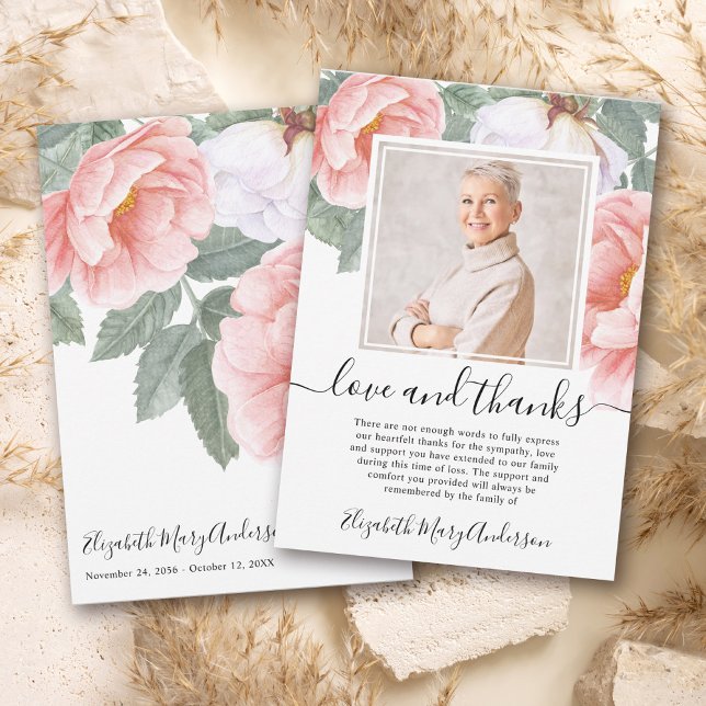 Cartão De Agradecimento Compaixão Obrigado Por Serve Foto Floral (Criador carregado)