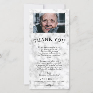 Cartão De Agradecimento Compaixão por Fotos do Marble Branco Obrigado