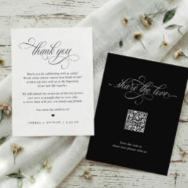 Cartão De Agradecimento Compartilhamento de Fotos de Casamento Elegante Lu