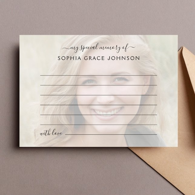 Cartão De Agradecimento Compartilhar um Funeral de Fotografia de Memória (Share A Memory Memorial Card)