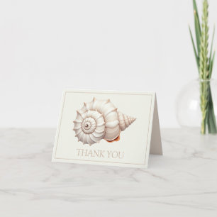 Cartão De Agradecimento Concha Costeira Creme e Bege Personalizada