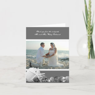 Cartão De Agradecimento Conchas Cinzas Neutras Foto Obrigado