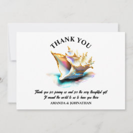 Cartão De Agradecimento Conchas de concha iridescentes de praia náutica