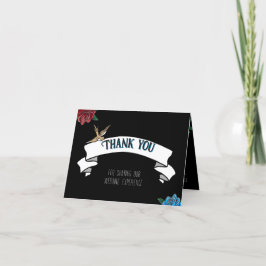 Cartão De Agradecimento Concurso Escolar para a Velha Tatuagem Branca e Ne