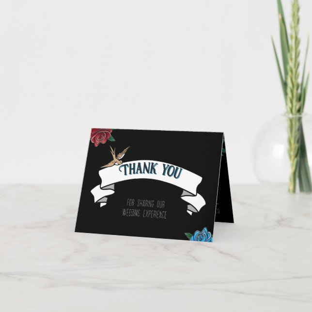 Cartão De Agradecimento Concurso Escolar para a Velha Tatuagem Branca e Ne (Frente)