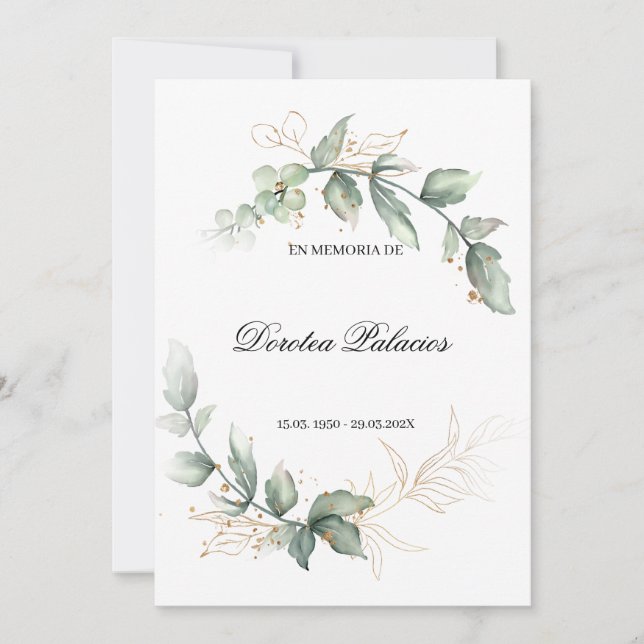 Cartão De Agradecimento Concurso obituário verde espanhol (Frente)
