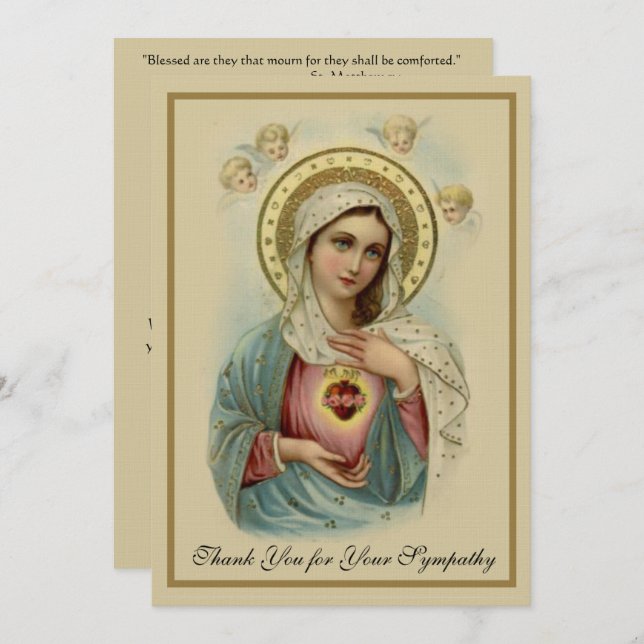 Cartão De Agradecimento Condolence Sympathy Obrigado Mary Católica (Frente/Verso)