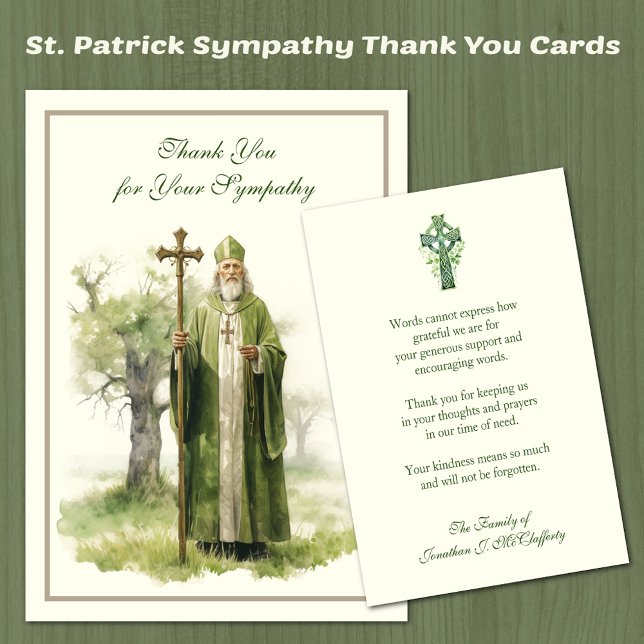 Cartão De Agradecimento Condolência à simpatia católica irlandesa (Traditional St. Patrick Sympathy Thank You Cards )