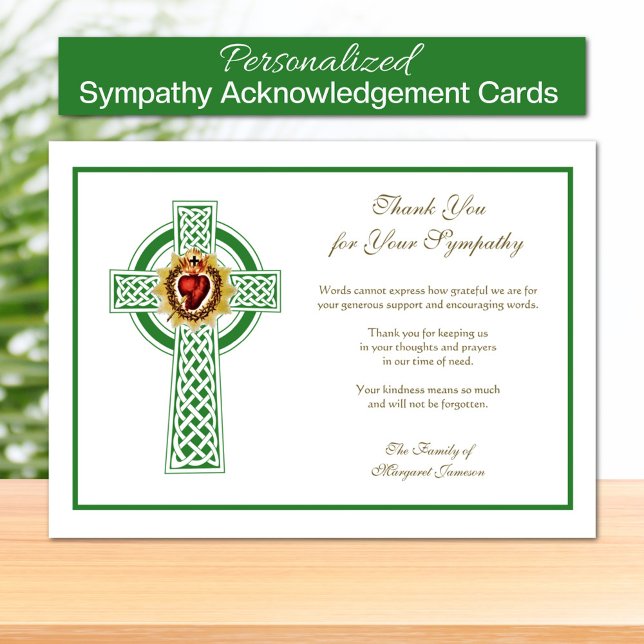 Cartão De Agradecimento Condolência da Cruz Celta Irlandesa Religiosa (Irish Catholic Funeral Sympathy Thank you Cards)