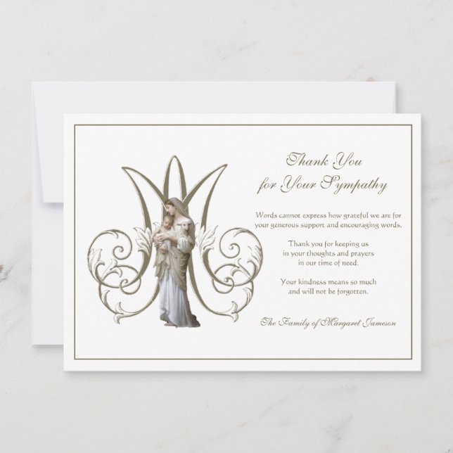 Cartão De Agradecimento Condolência da Virgem Maria Abençoada Católica Rel (Frente)