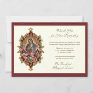 Cartão De Agradecimento Condolência da Virgem Maria Guadalupe Religiosa