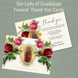 Cartão De Agradecimento Condolência religiosa católica de Guadalupe Obriga