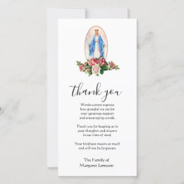 Cartão De Agradecimento Condolências religiosas da Virgem Católica Maria