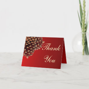 Cartão De Agradecimento Cone de pínus vermelho-russo, obrigado cartas
