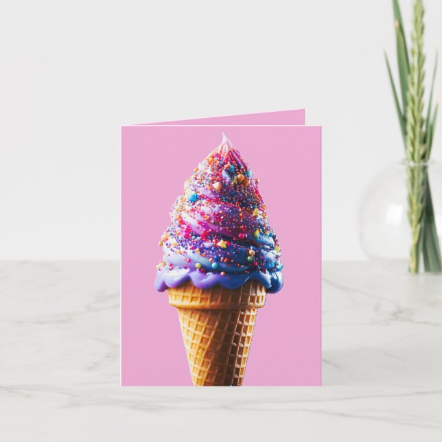 Cartão De Agradecimento Cone Sorvete Roxo (Frente)