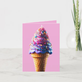 Cartão De Agradecimento Cone Sorvete Roxo