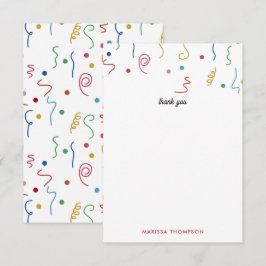 Cartão De Agradecimento Confete de Festa Personalizado Nome Colorido