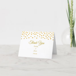 Cartão De Agradecimento Confete Dourado em Casamento Preto e Branco