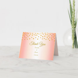 Cartão De Agradecimento Confete Dourado no Casamento Rose Gold