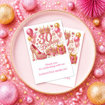 Confete Rosa Chic Aniversário de 30 anos Dourado B