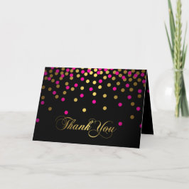 Cartão de Agradecimento Confete Rosa e Dourado