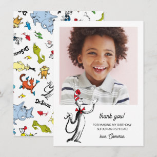 Cartão De Agradecimento Confetes de Personagens do Dr. Seuss Aniversário