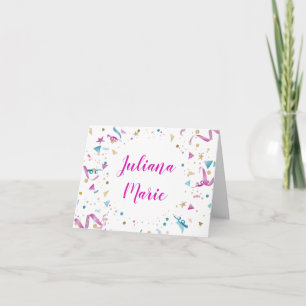 Cartão De Agradecimento Confetti Party Pink and Blue Sparkle