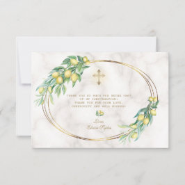 Cartão De Agradecimento Confirmação da Dourada Marble Girl Floral Blush Lu