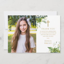 Cartão De Agradecimento Confirmação de foto com folhagem de eucalipto