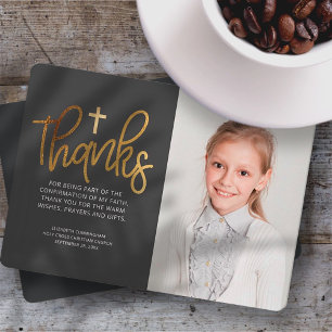 Cartão De Agradecimento Confirmação De Fotos Douradas Modernas Obrigado