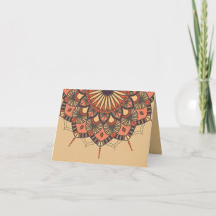 Cartão De Agradecimento Contemporâneo Brown Peach Mandala Obrigado