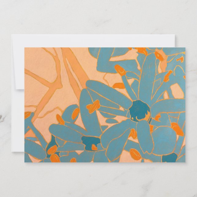 Cartão De Agradecimento Contemporary Leaf Design Peach (Verso)