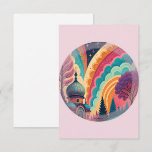 Cartão de Agradecimento Conto de Fadas Rosa Pastel
