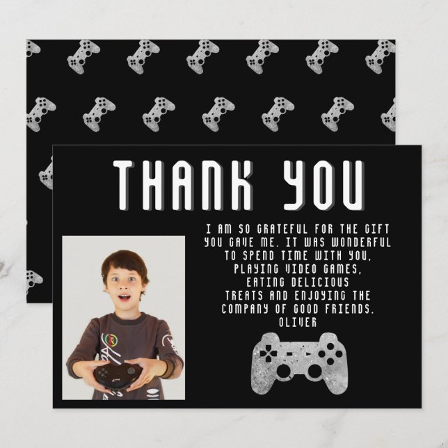 Cartão De Agradecimento Controlador de Video Game Foto de Aniversário (Frente/Verso)