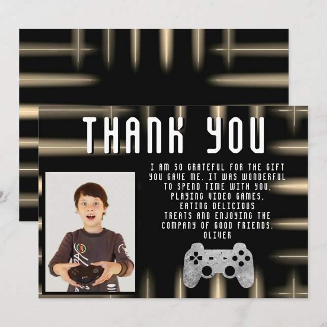 Cartão De Agradecimento Controlador de Video Game Foto de Aniversário (Frente/Verso)