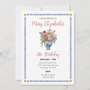 Cartão De Agradecimento Convidado de aniversário floral da Coquette Chinoi
