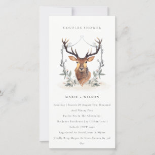 Cartão De Agradecimento Convidado de Chá de Casais Floral Elegante Deer
