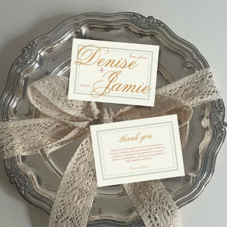 Cartão De Agradecimento Convidado do Casamento vintage Moderno Clássico