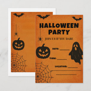 Cartão De Agradecimento Convidado do Partido Vintage Halloween   Ícones as