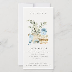 Cartão De Agradecimento Convidado para Chá de fraldas Boho Blue Nursery F