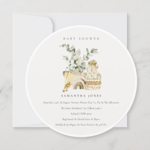 Cartão De Agradecimento Convidado para Chá de fraldas de Folhagem Amarelo