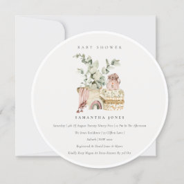 Cartão De Agradecimento Convidado para Chá de fraldas de Foliage Rapariga 