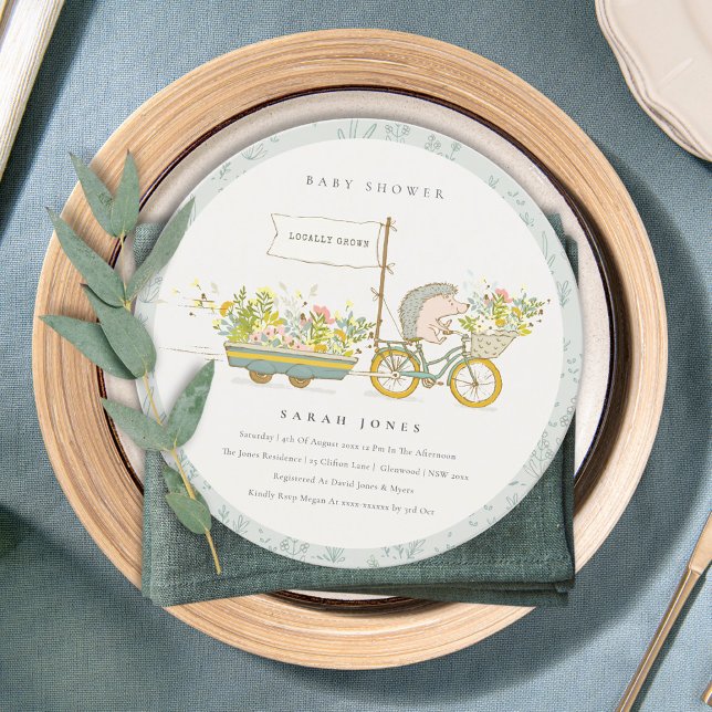 Cartão De Agradecimento Convidado para Chá de fraldas Floral Hedgehog Cult (Criador carregado)