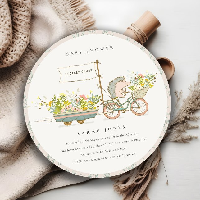 Cartão De Agradecimento Convidado para Chá de fraldas Floral Hedgehog Cult (Criador carregado)